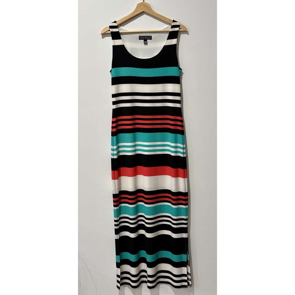 Jessica Howard Maxi Dress Womens Small Striped Stretch Travel Beachy Cruise